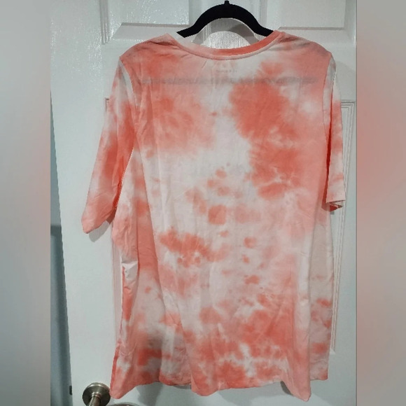 NWOT Lane Bryant Coral Tie-Dye Thanks But No Thanks V-Neck Shirt in Size 22/24 - Picture 8 of 8